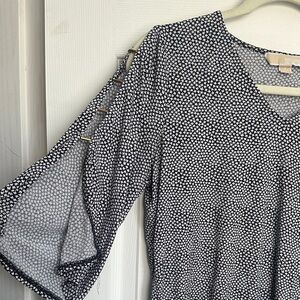 Michael Kors Black and White V-Neck Top